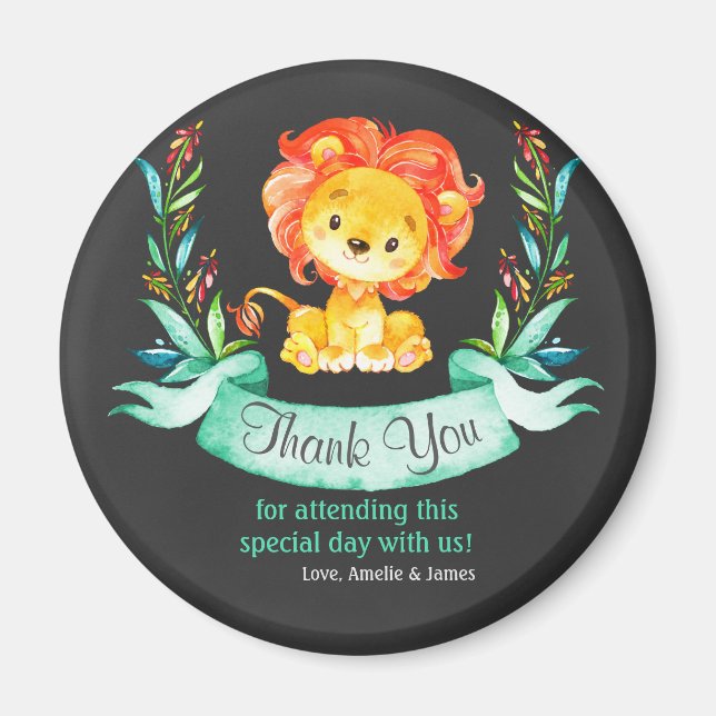 Imán Chalkboard Watercolor Lion Gracias (Frente)