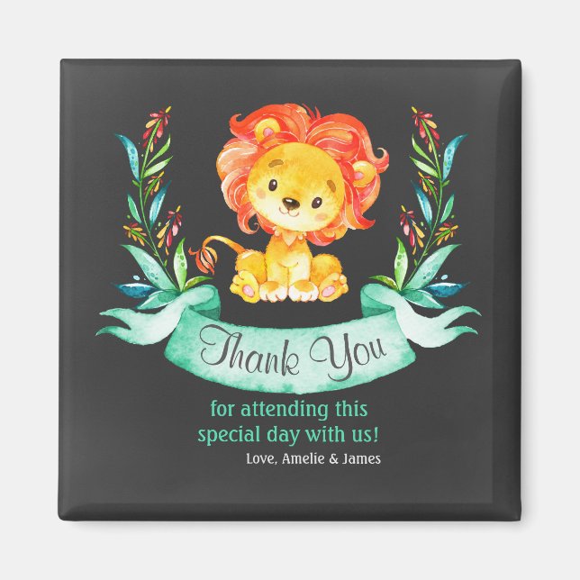 Imán Chalkboard Watercolor Lion Gracias (Frente)
