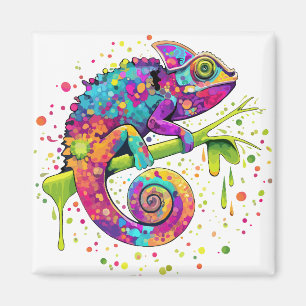 Imán Chameleon Paint Stains Watercolor Style