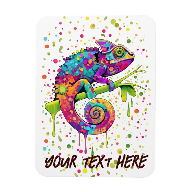Imán Chameleon Paint Stains Watercolor Style (Vertical)