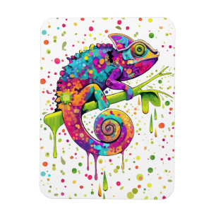 Imán Chameleon Paint Stains Watercolor Style