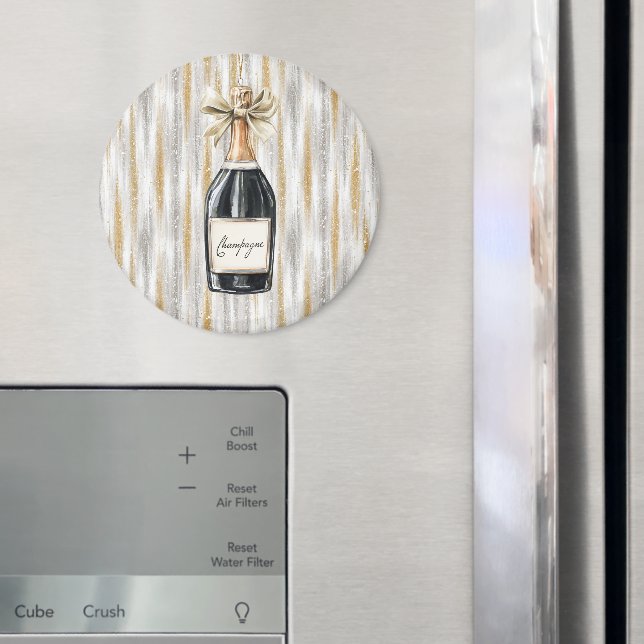 Imán Champagne Bottle Happy New Year's Eve Silver Gold (In situ (nevera))