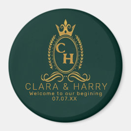 Imán Champagne gold minimal  lettering green weeding