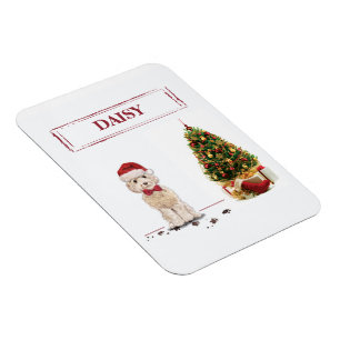 Imán Champán Cockapoo Navidades graciosos perro con árb