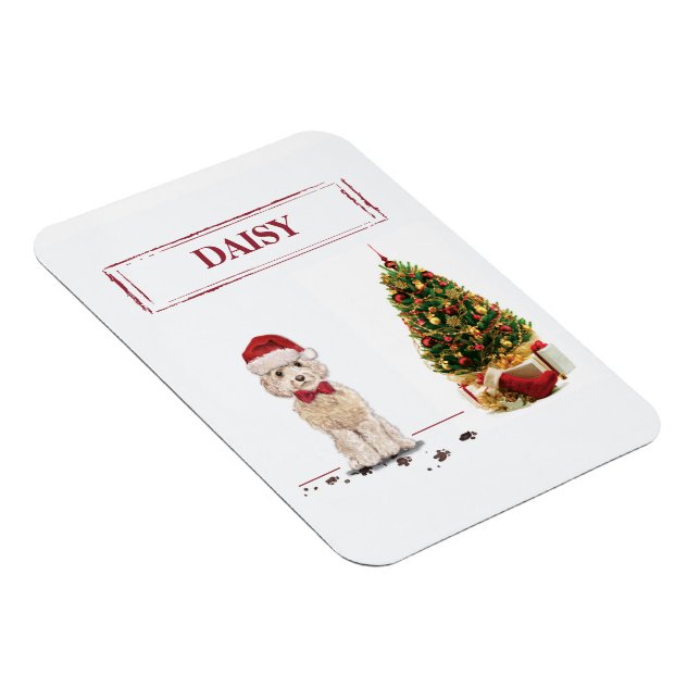 Imán Champán Cockapoo Navidades graciosos perro con árb (Lado Derecho)