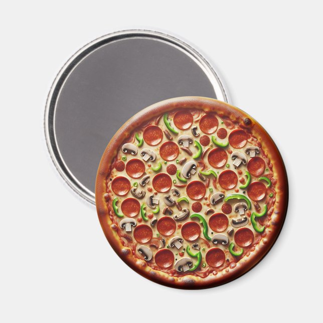 Imán champiñón, pimientos verdes y pizza Pepperoni (Anverso/Reverso)