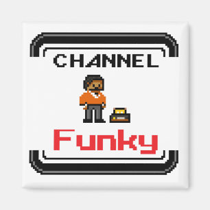 Imán Channel Funky Pixel Art 2 Inch Square Magnet
