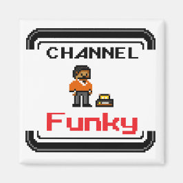 Imán Channel Funky Pixel Art 2 Inch Square Magnet