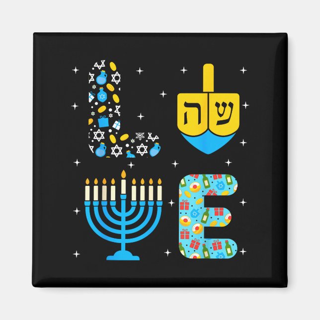 Imán Chanukah Menorah Dreidel Icons Hanukkah Love Celeb (Frente)
