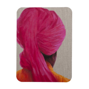 Imán Chaqueta anaranjada 2014 del turbante rosado