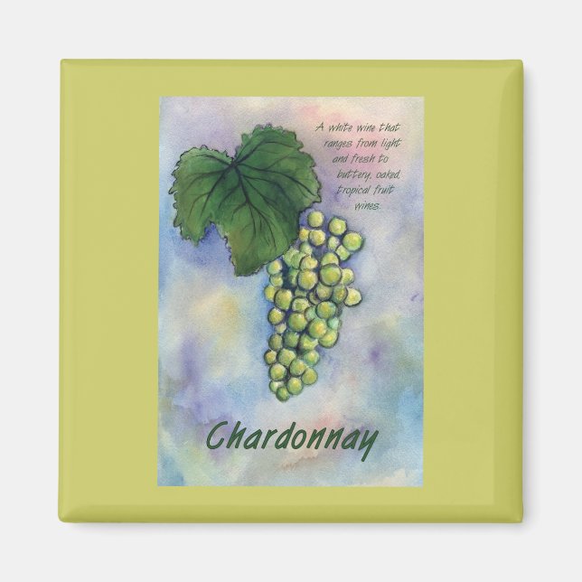 Imán Chardonnay Wine Grapes & Description Magnet (Frente)