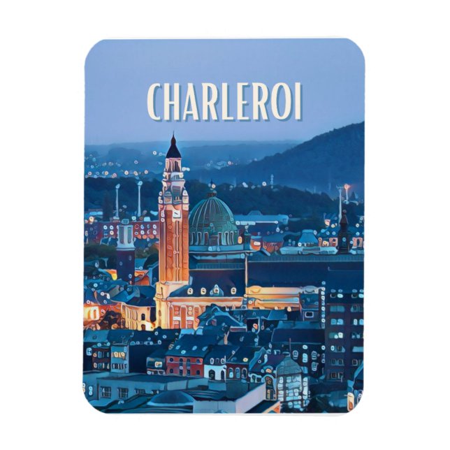 Imán Charleroi Belgique Photo Vintage (Vertical)