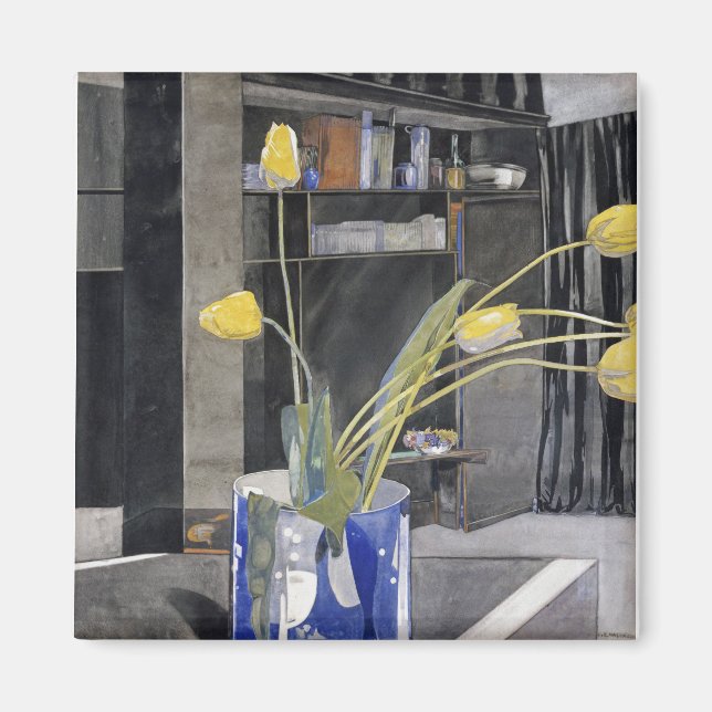 Imán Charles Rennie Mackintosh - Tulips amarillos (Frente)