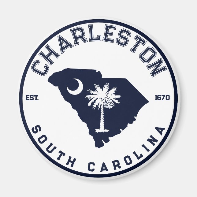 Imán Charleston Árboles de palmas con bandera de la Mar (Frente)