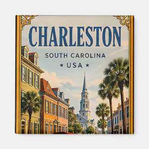 Imán 🏛️ Charleston Carolina del Sur Histórico Retro