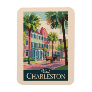 Imán Charleston South Carolina Ilustracion Travel Art
