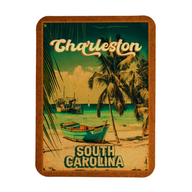Imán Charleston South Carolina Vintage Retro Souvenir (Vertical)