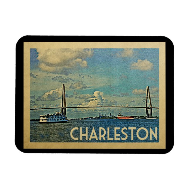 Imán Charleston South Carolina Vintage Travel (Horizontal)