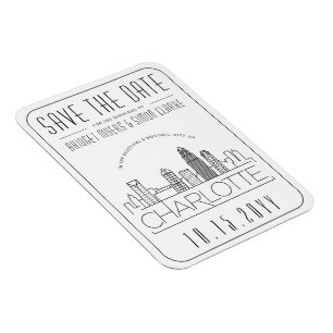 Imán Charlotte Boda Stylized Skyline Save the Date