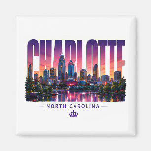 Imán Charlotte Carolina del Norte Silueta Nombre de la