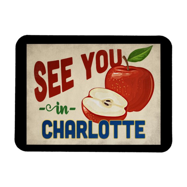 Imán Charlotte North Carolina Apple - Viajes de época (Horizontal)