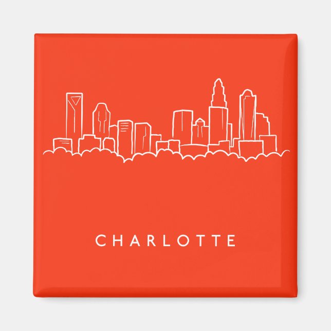 Imán Charlotte, North Carolina City Skyline (Frente)