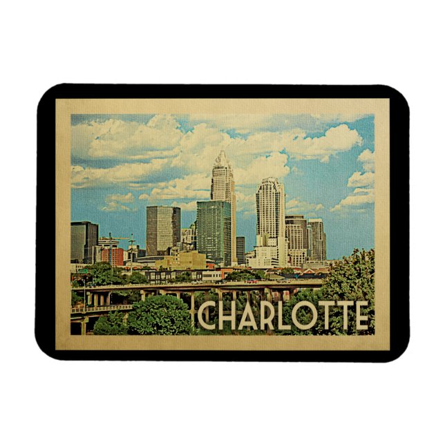 Imán Charlotte North Carolina Vintage Travel (Horizontal)