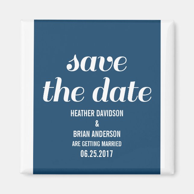 Imán Charm Save the Date Magnet, Dark Blue (Frente)