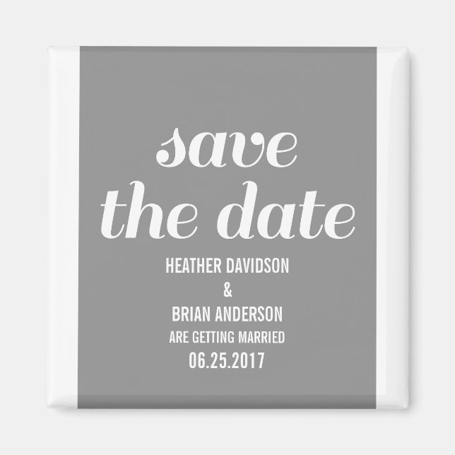 Imán Charm Save the Date Magnet, gris (Frente)