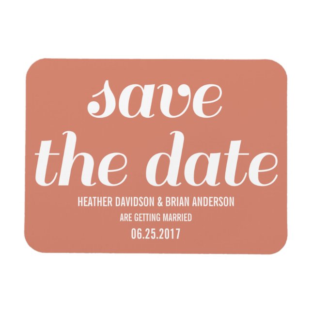 Imán Charm Save the Date Magnet, Naranja (Horizontal)