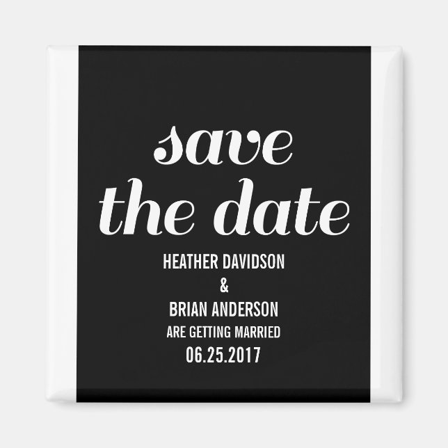 Imán Charm Save the Date Magnet, negro (Frente)