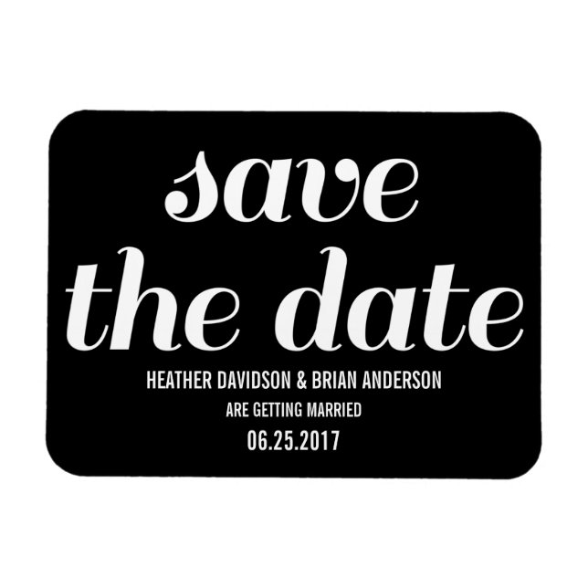 Imán Charm Save the Date Magnet, negro (Horizontal)