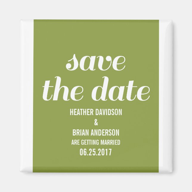 Imán Charm Save the Date Magnet, Olive Green (Frente)