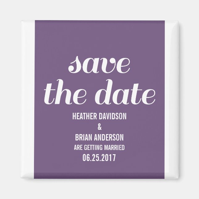 Imán Charm Save the Date Magnet, Purple (Frente)
