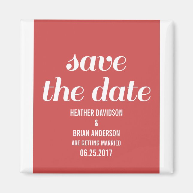 Imán Charm Save the Date Magnet, rojo (Frente)
