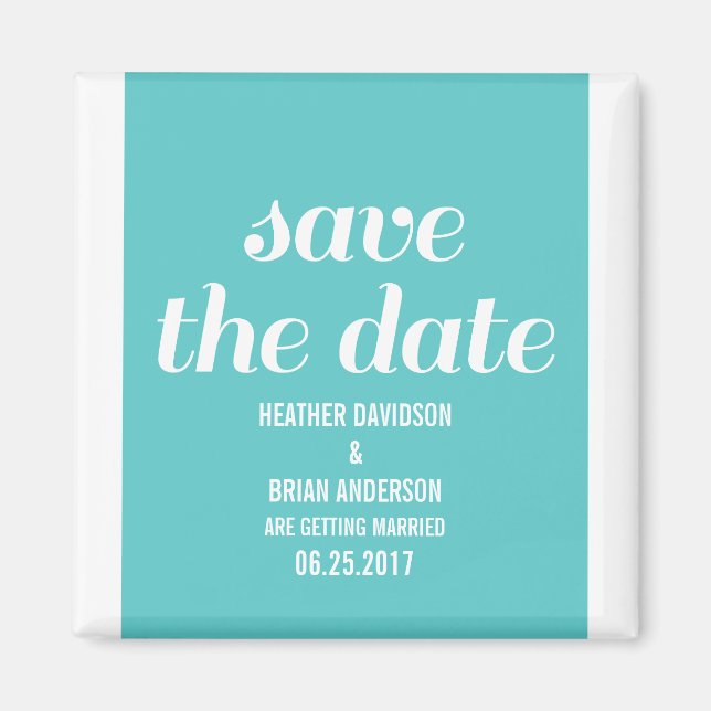 Imán Charm Save the Date Magnet, turquesa (Frente)