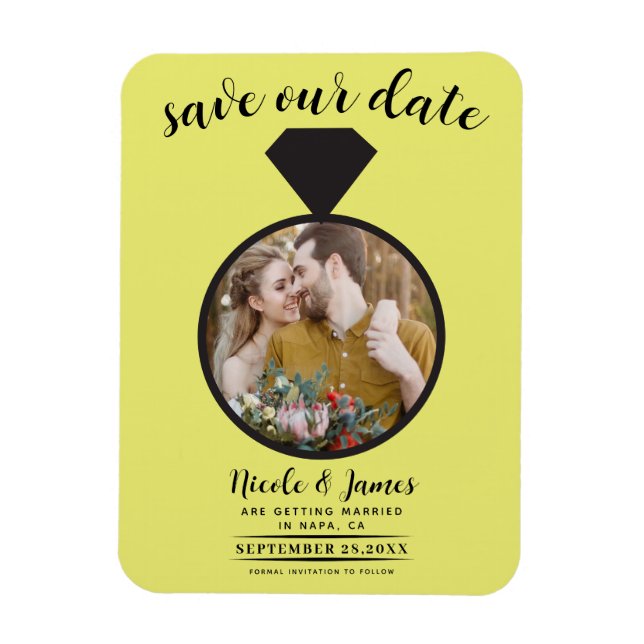 Imán Chartreuse Boda Ring Photo Save the Date (Vertical)