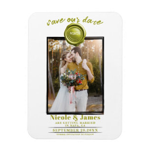Imán Chartreuse Wax Seal Photo Wedding Save the Date