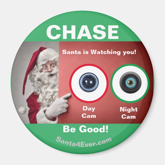 Imán ¡CHASE Santa te está vigilando!Día y noche (Frente)