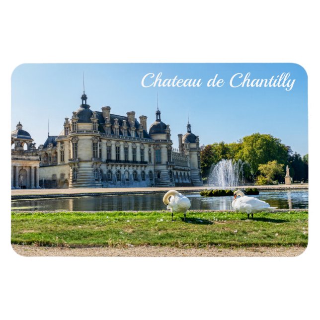 Imán Chateau de Chantilly, fountain and two swans (Horizontal)