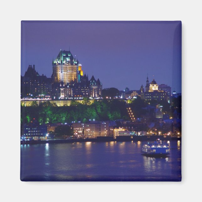 Imán Chateau Frontenac Castle Night Quebec City Magnet (Frente)