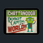 Imán Chattanooga Tennessee Robot - Gracioso Vintage<br><div class="desc">Un encantador imán de refrigerador para viajes vintage de Chattanooga Tennessee,  con un gracioso y amigable robot,  junto con un divertido texto de estilo retro que dice: "Nos vemos en Chattanooga"</div>