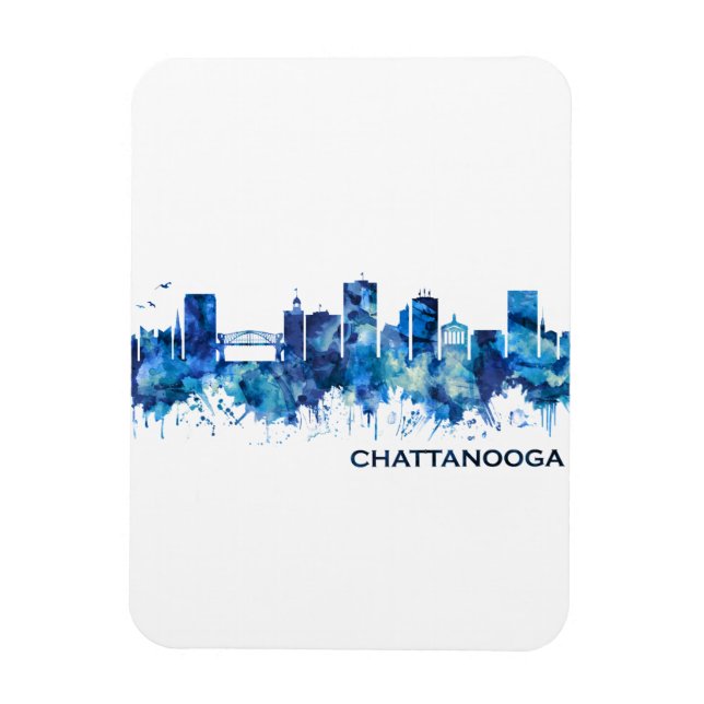 Imán Chattanooga Tennessee Skyline Blue (Vertical)