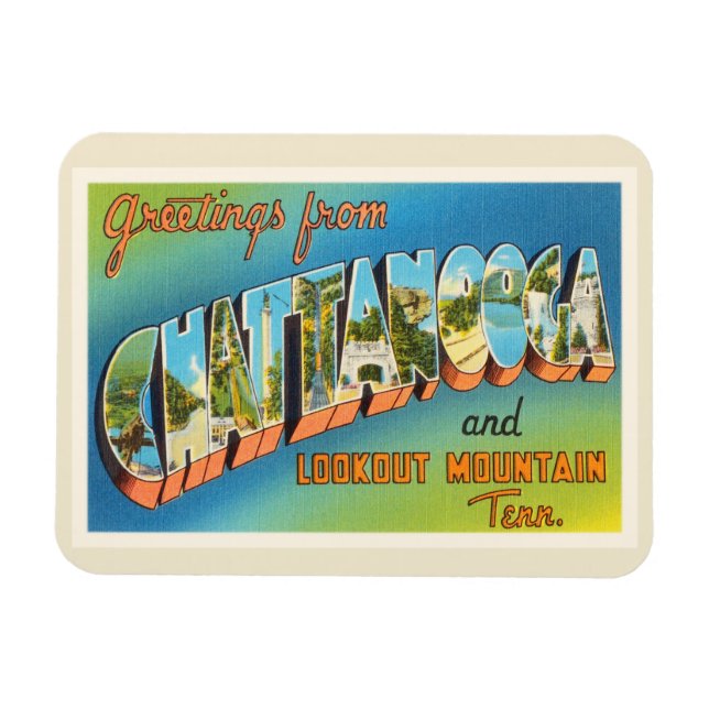 Imán Chattanooga Tennessee TN Vintage Travel Souvenir (Horizontal)