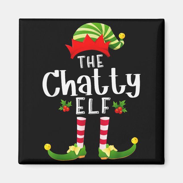 Imán Chatty Christmas Elf Matching Pajama X-mas Party  (Frente)