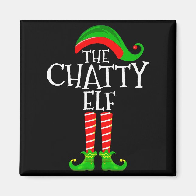 Imán Chatty Elf Funny Matching Family Group Christmas P (Frente)