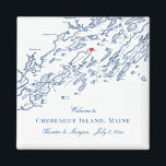 Imán Chebeague Island Maine Map Elegant Wedding Favor<br><div class="desc">¡Pedidos rápidos y fáciles! Estos imanes de mapa de Chebeague Island, Maine son perfectos para recibir a sus huéspedes fuera de la ciudad con regalos de bolsos de bienvenida, o para personalizares para su fiesta de bodas. Mueva el corazón haciendo clic en "Editar usando herramienta de diseño" en "Personalizar". El...</div>