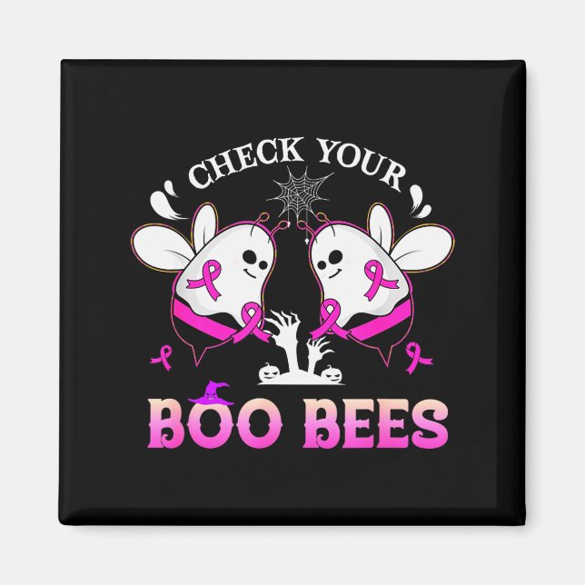 Imán Check Your Boo Bees Funny Breast Cancer Halloween  (Frente)