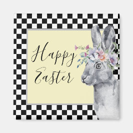 Imán Checkerboard de Conejo de Pascua de bonito