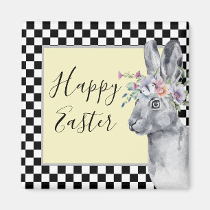 Imán Checkerboard de Conejo de Pascua de bonito